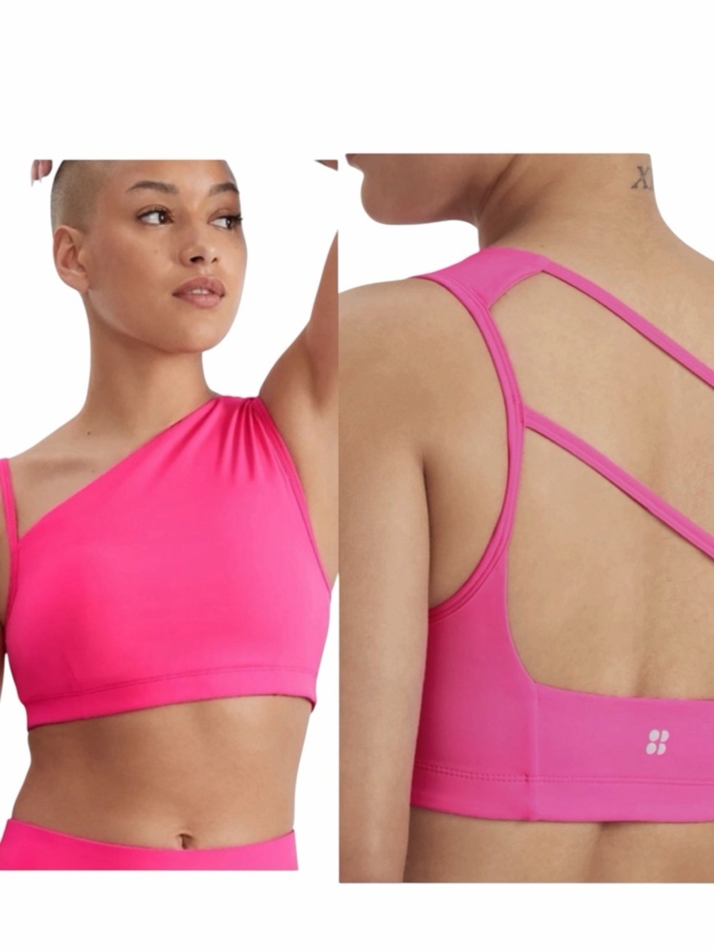 Sweaty Betty Asymmetric Sculpt Bra Hot Pink Style SB8405 Size Medium